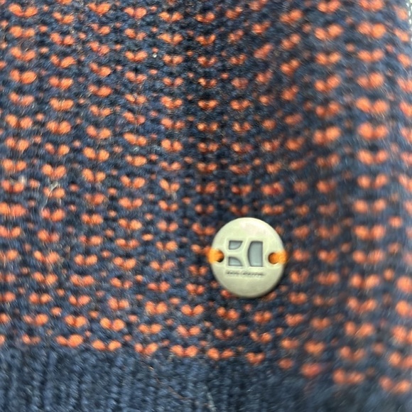 Hugo Boss Men’s Shawl Collar Virgin Wool Sweater XL — Navy & Brick Brown Knit - Picture 6 of 10